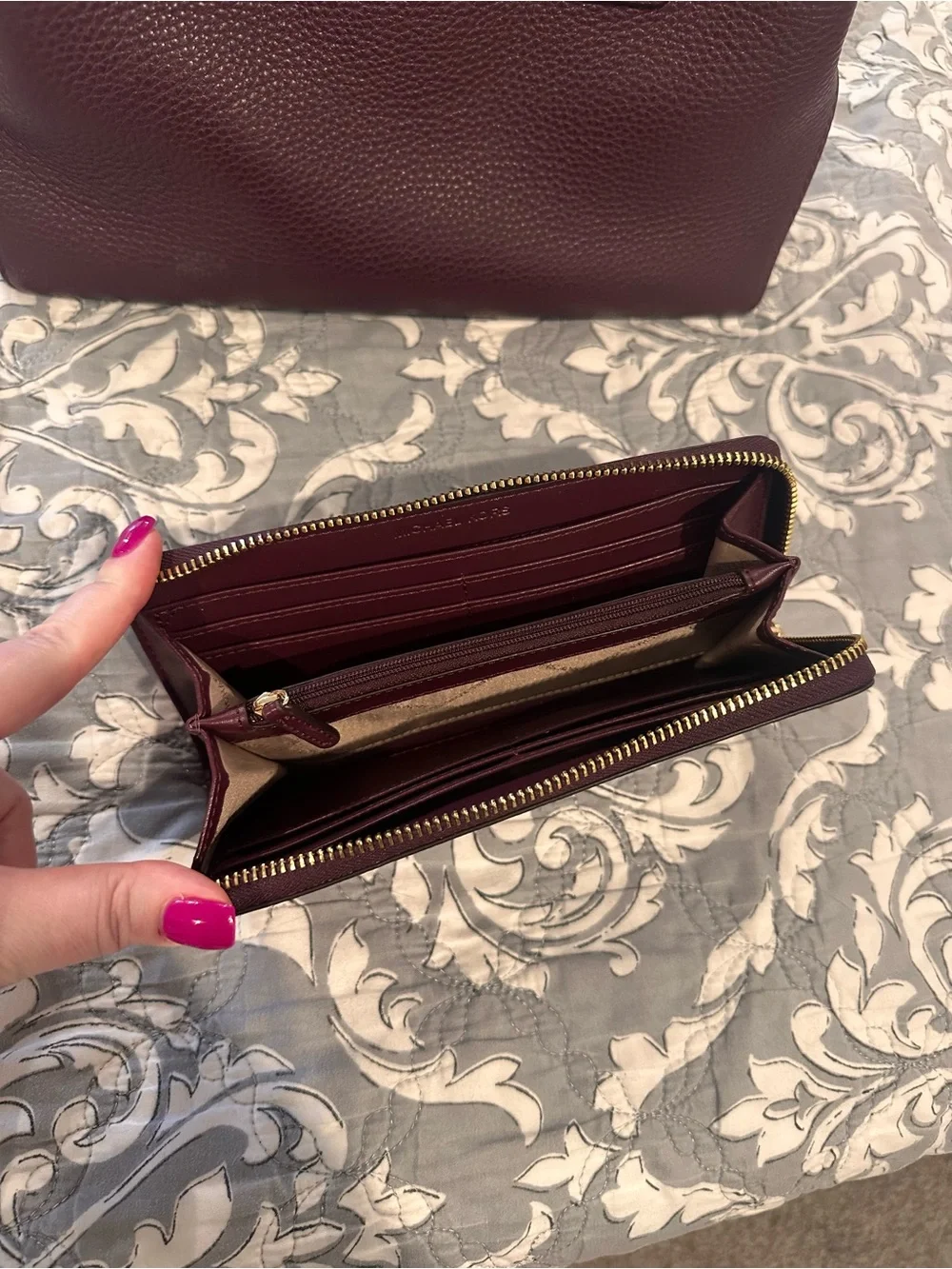 Michael Kors Deep Plum Pebbled Leather Satchel & Wallet